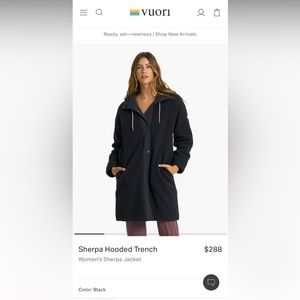 Womens Vuori Sherpa Hooded Trench Coat size XS black